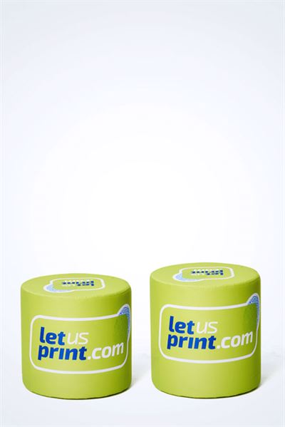 Rund Puf med logo tryk i to forskellige størrelser - fra LetUsPrint-com
